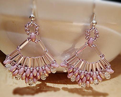Náušnice - Vejáriky pink - 5686689_