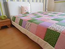 Úžitkový textil - Prehoz, vankúš patchwork vzor fialovo-zelená ( rôzne varianty veľkostí ) - 5689392_