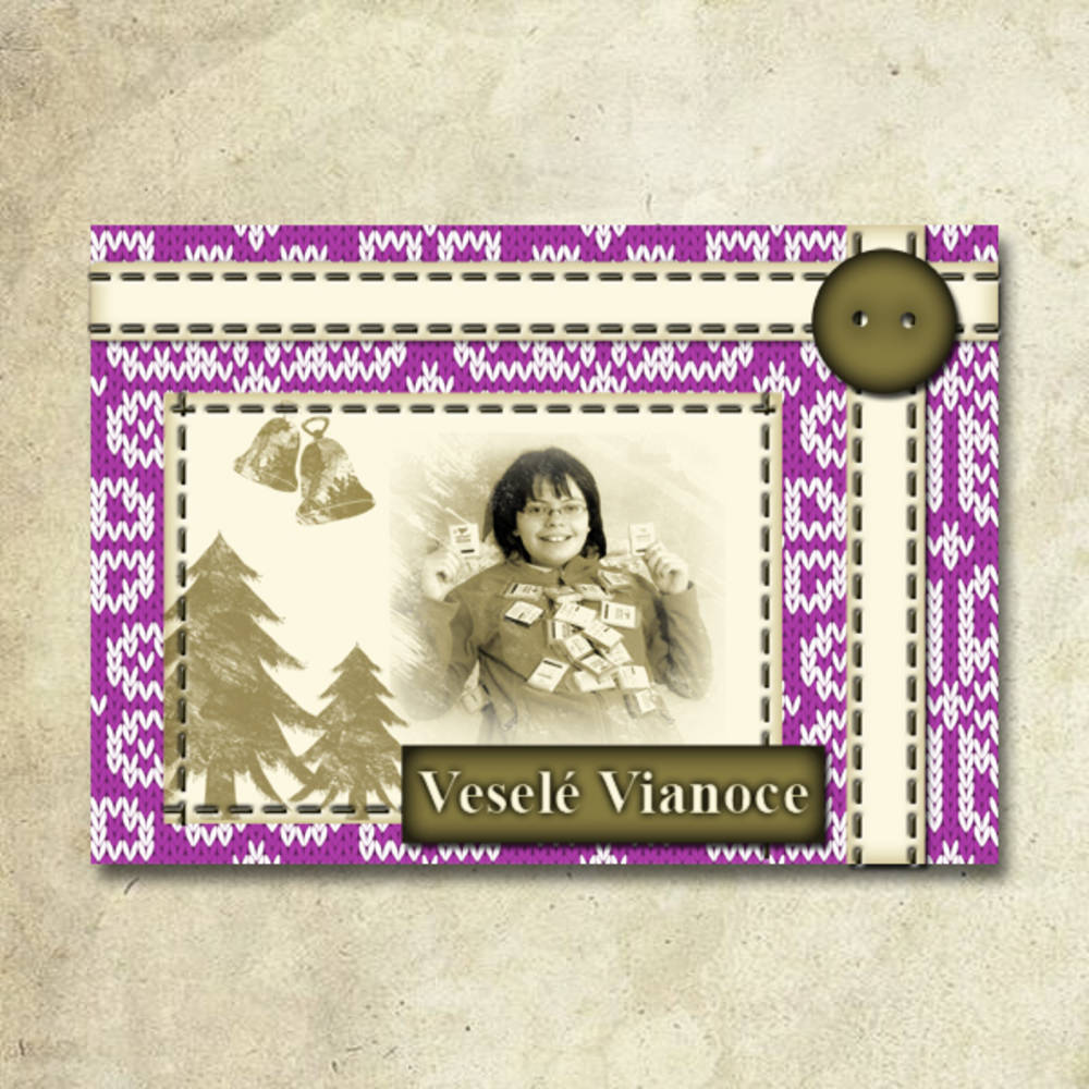 Vianočná pohľadnica s fotkou štrikovaná (1)