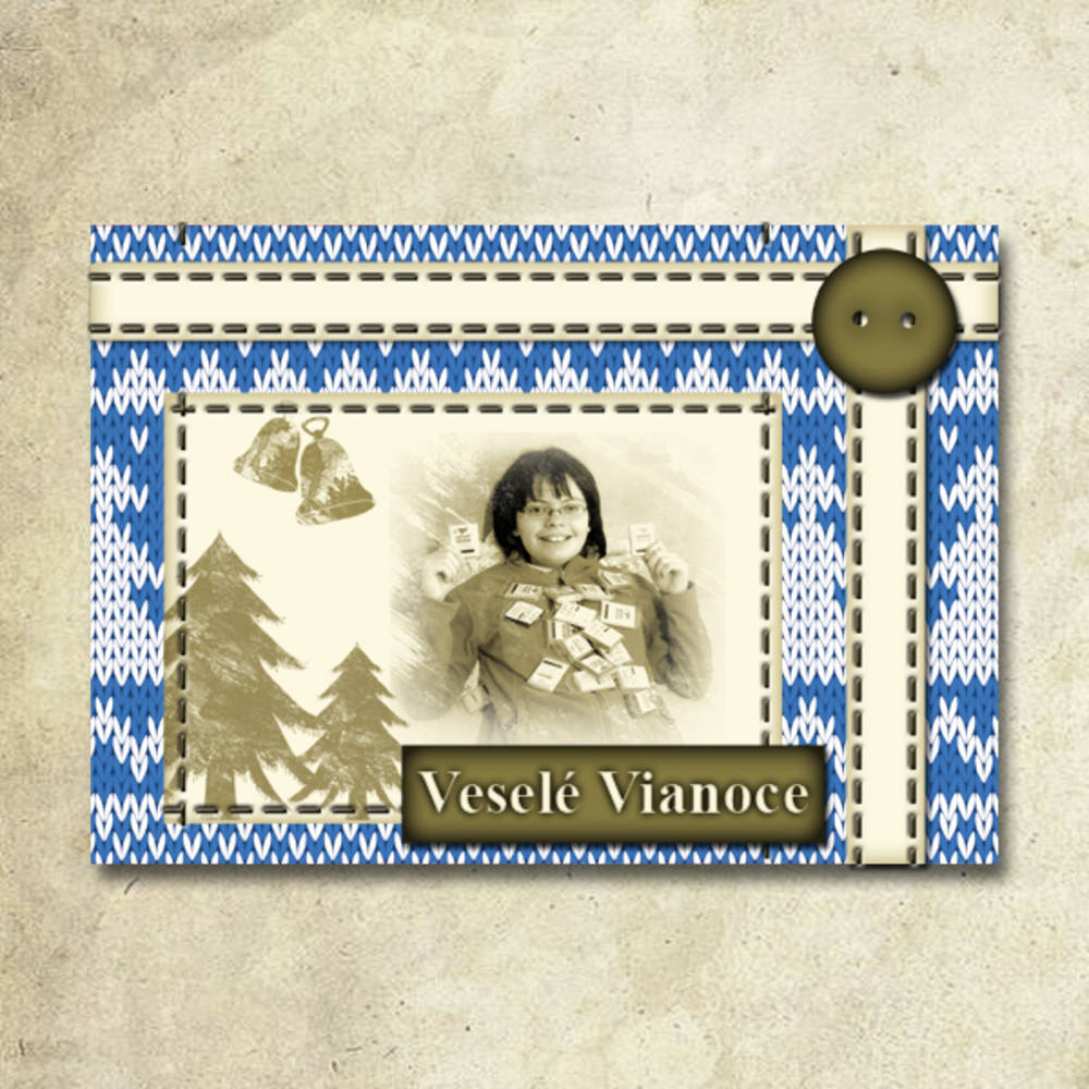 Vianočná pohľadnica s fotkou štrikovaná (2)