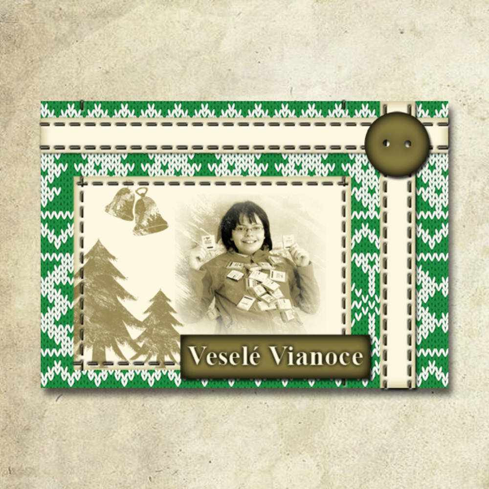 Vianočná pohľadnica s fotkou štrikovaná (4)