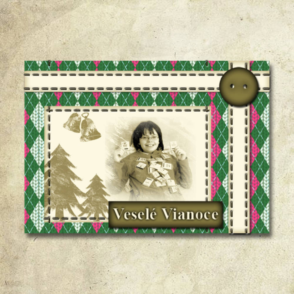Vianočná pohľadnica s fotkou štrikovaná (5)