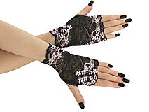 Dámské čierno růžové čipkové rukavice 01H1