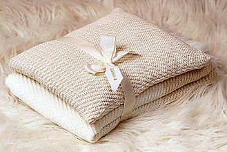 Detský textil - Teplučká pletená deka do kočíka a postieľky - vzor CreamEye, OEKO-TEX® - 5702463_