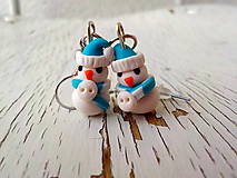 Náušnice - mini snehuliačik v tyrkysovom - 5713892_