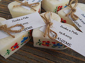 Darčeky pre svadobčanov - srdiečko folklór s kartičkou - 5716462_