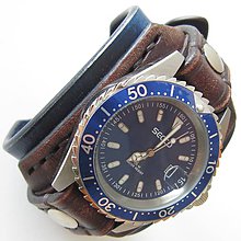 Náramky - Pánske kožené hodinky modro hnedé - 5724725_