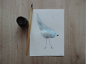 Kresby - modrý metalický vtáčik 1.1 - 5727566_