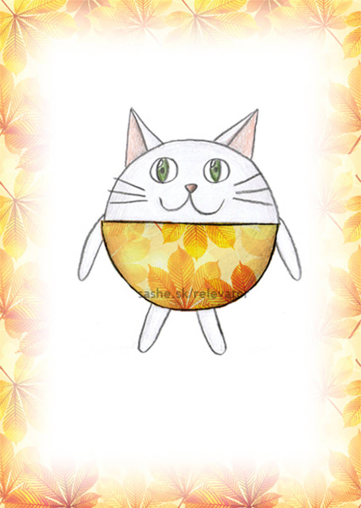 Linajková podložka do zošita Guľkáči Jesenné listy (mačička)