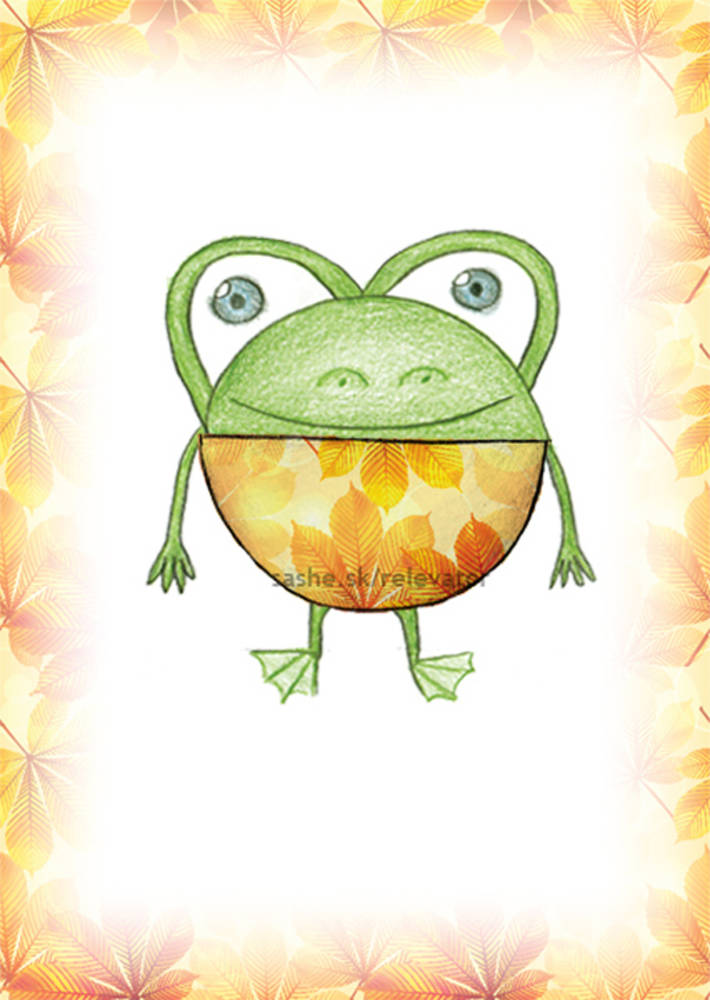 Linajková podložka do zošita Guľkáči Jesenné listy (žabka)