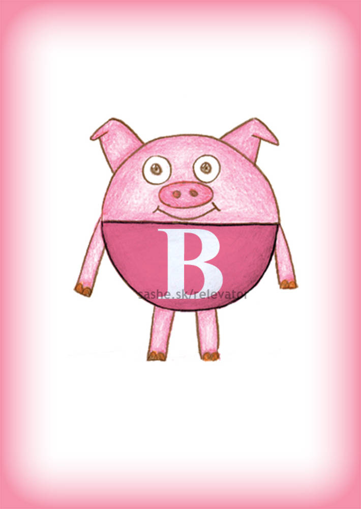 Linajková podložka do zošita s iniciálom (prasiatko)