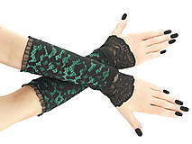 Dámské rukavice zelené s čipkou 01U2