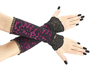 Rukavice - Dámské rukavice růžové s čipkou 01U - 5734320_