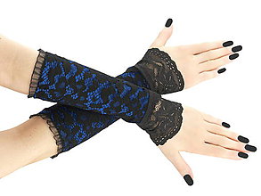 Rukavice - Dámské rukavice modré s čipkou 01U - 5734370_