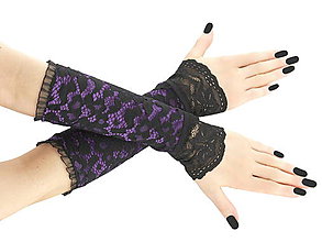 Rukavice - Dámské rukavice fialové s čipkou 01U1 - 5734491_