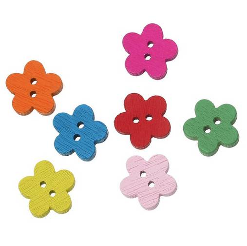 Galantéria - Gombík drevený kvietok 11 mm - 5734788_