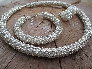 Sady šperkov - elegance bielo-strieborná súprava - 5736094_