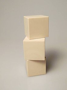 Polotovary - Plastové kocky 4cm béžové - 5736083_
