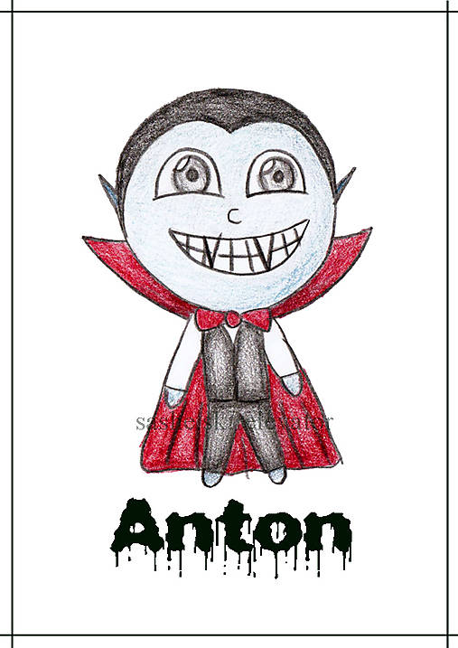 Linajková podložka do zošita s menom - Halloweenský kostým - s menom simple, (Dracula)