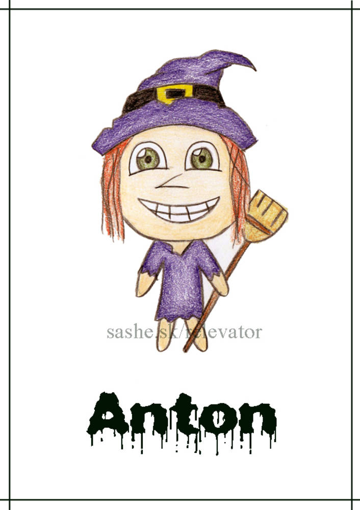 Linajková podložka do zošita s menom - Halloweenský kostým - s menom simple, (čarodejnica)