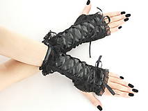 Rukavice - Gothic rukavice so šnurovaním čierno šedé 0655 - 5742759_