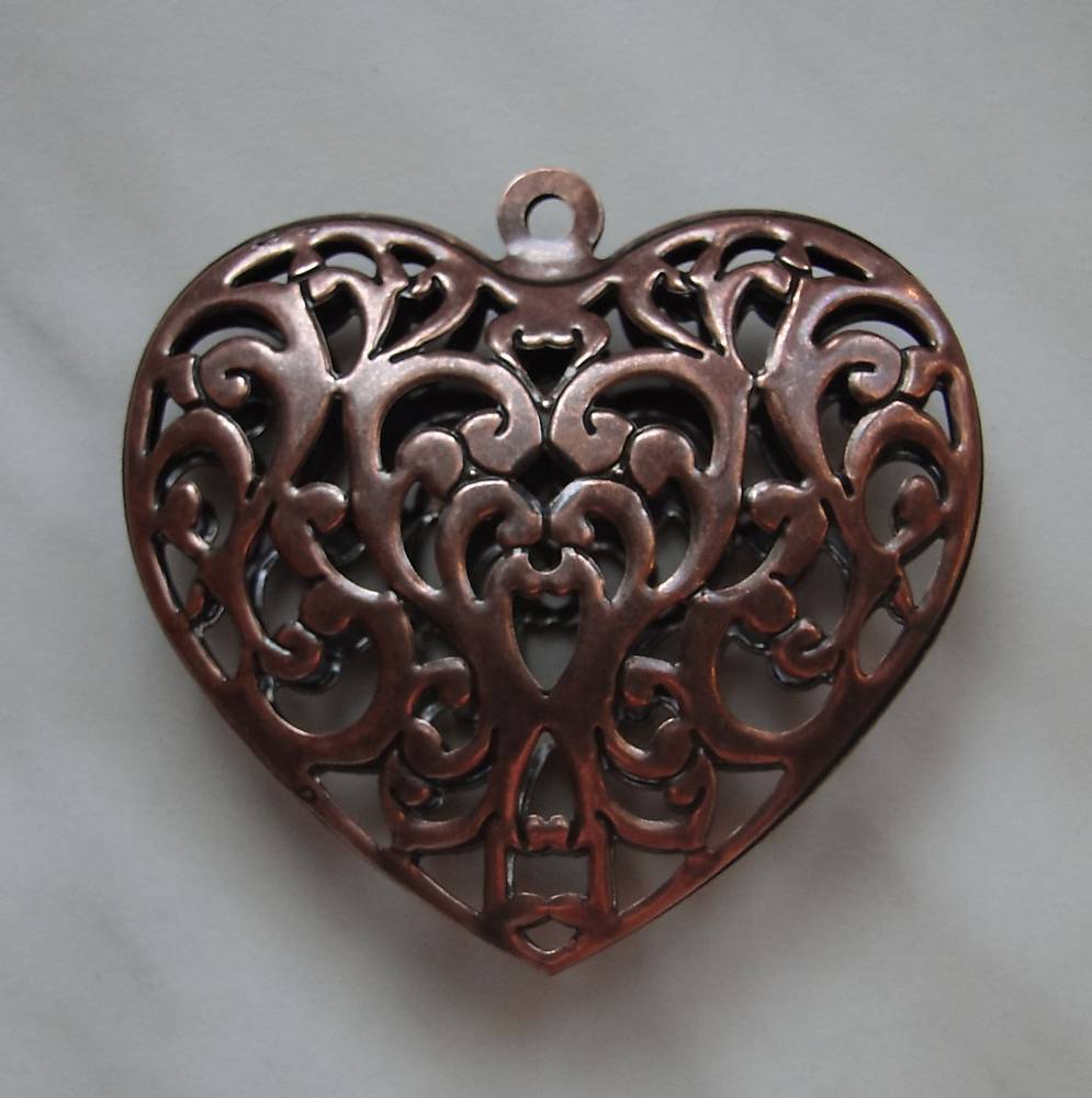 Prívesok - srdce 3D-1ks (62x65mm-meď)