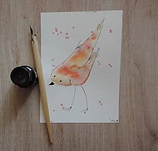 Kresby - Orandžovo-žltý vtáčik II. - 5750335_