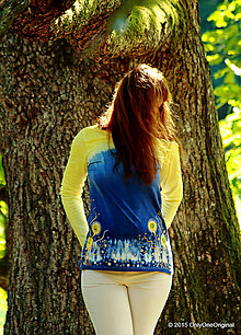 Topy, tričká, tielka - Dámske tričko batikované a maľované BABIE NEBO - 5752475_