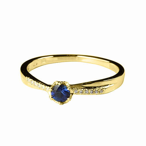 Prstene - Zafírový prsteň s briliantmi - 5768463_