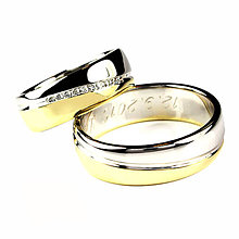 Prstene - Obrúčky z bielo - žltého zlata so zirkónmi - 5768443_