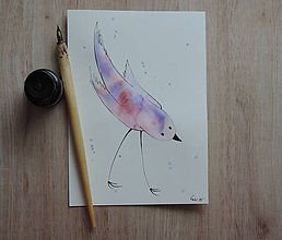 Kresby - Fialovo-ružový metalický vtáčik II. - 5768535_