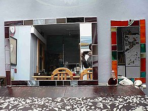 Zrkadlá - Velké tiffany zrcadlo fialkové,80x55 cm - 5771383_