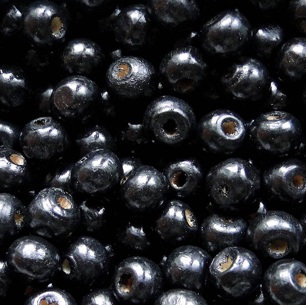 Drevené korálky 7x8mm-50ks (čierna)