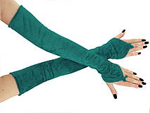 Rukavice - Dlhé spoločenské rukavice zamatové zelené opera 0965F - 5779862_