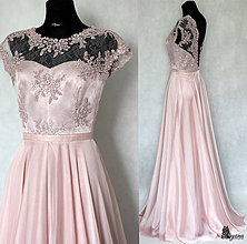 Šaty - Spoločenské šaty s kruhovou sukňou v púdrovej ružovej farbe - 5779005_