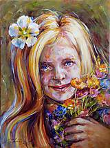 Obrazy - Dievča s kvetmi 2015 - 5779475_