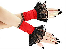 Rukavice - Spoločenské bezprstové rukavice čierno červené 1F - 5786001_