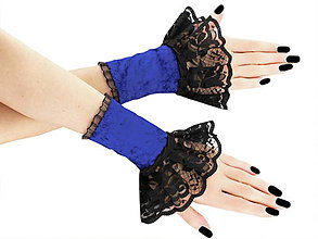 Rukavice - Spoločenské bezprstové rukavice čierno modré 2F - 5786009_
