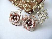 Náušnice - bielo-ružové náušnice kvety s perlou-jemnosť kvetov VI. - 5786999_
