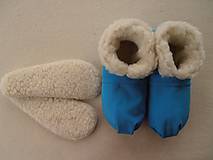 Ponožky, pančuchy, obuv - CAPAČKY sofshell a 100% merino Baranček tyrkysové - 5790570_