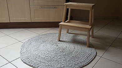 Úžitkový textil - Okrúhly koberec - šedý 100 % bavlna - 5790858_