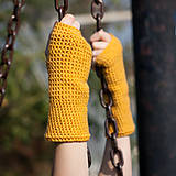 Rukavice - Horčicové rukavice bez prstov - 5795015_