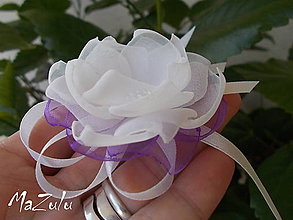 Náramky - svadobné náramky lila & ivory - 5798125_