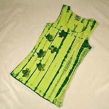 Topy, tričká, tielka - Zelené dámské tílko s listy L - 5806153_