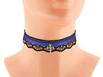 Dámský gothic modrý obojok náhrdelník čipkový 01V