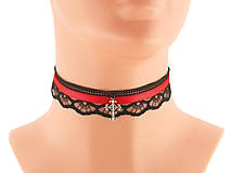 Dámský červený gothic obojok náhrdelník čipkový 01V
