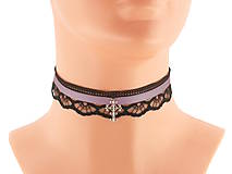 Náhrdelníky - Dámský fialový lila obojok náhrdelník čipkový 01V - 5809595_