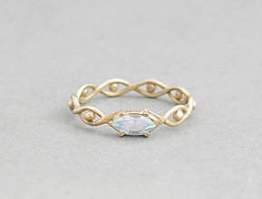 Prstene - 585/1000 zlaty prsteň s modrým topásom - 5813358_
