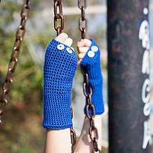 Rukavice - Modré rukavice bez prstov - 5820106_