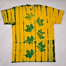 Topy, tričká, tielka - Žluto-zelené batikované triko s listy L 6654047 - 5819223_